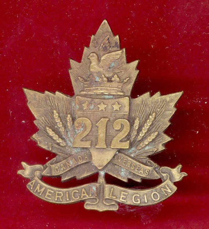 Canadian 212th Winnipeg Americans Bn. WW1 CEF cap badge