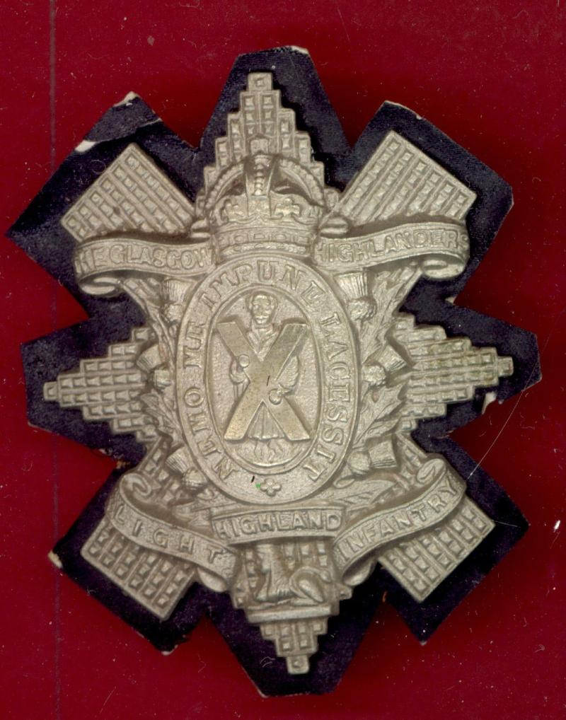 Scottish 1st Bn. Glasgow Highlanders WW2 OR's glengarry badge