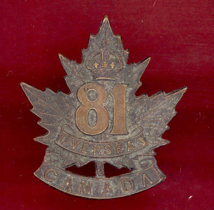 Canadian 81st Toronto Bn. WW1 CEF cap badge