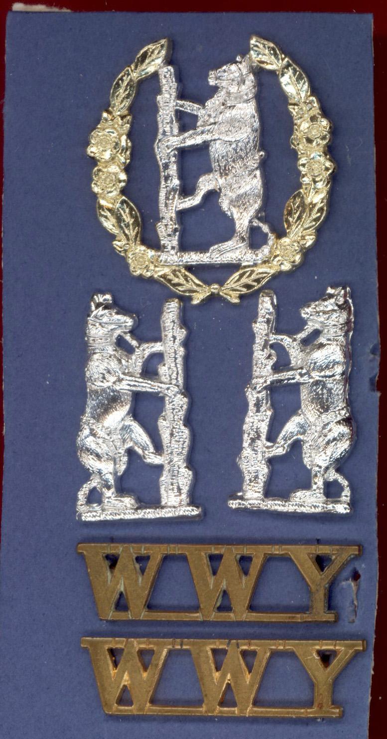 Queen's Own Warwickshire & Worcestershire Yeomanry staybright  badges