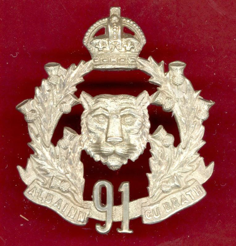 91st Regiment Canadian Highlanders, Argyll & Sutherland cap Badge