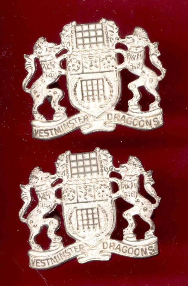 Westminster Dragoons Officer's collar badges