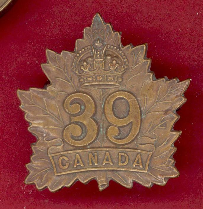 Canadian 39th Belleville, Ontario Battalion WW1 CEF cap badge