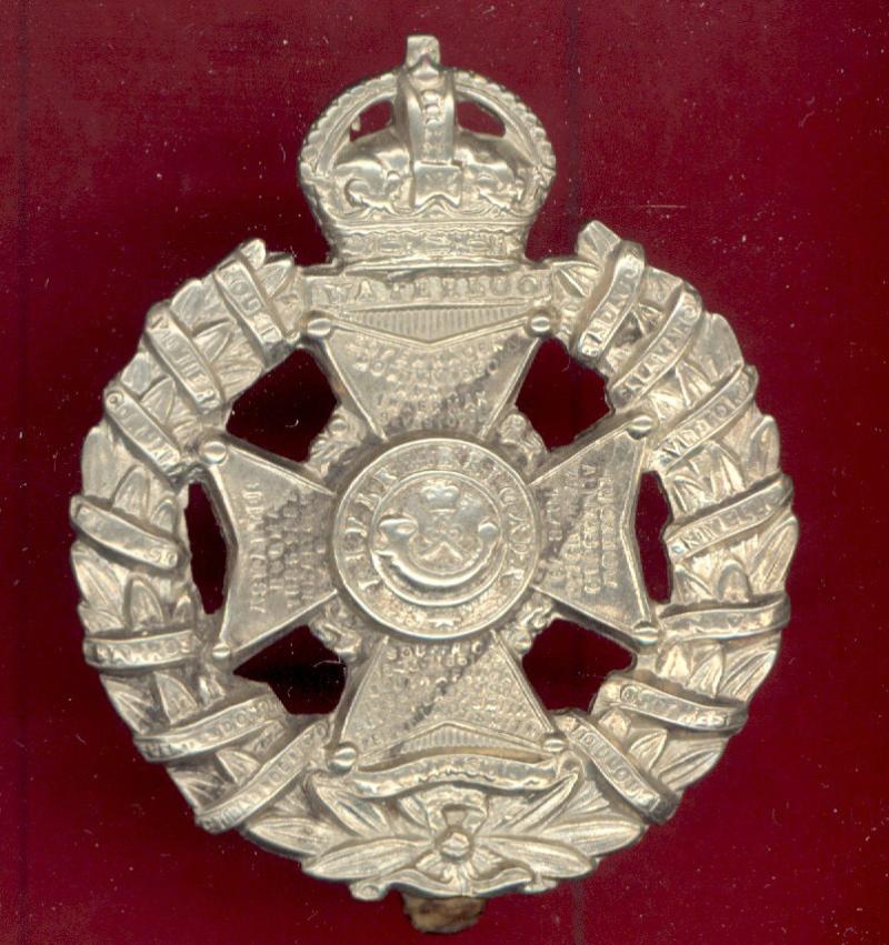 WW1 Rifle Brigade OR's white metal cap badge.