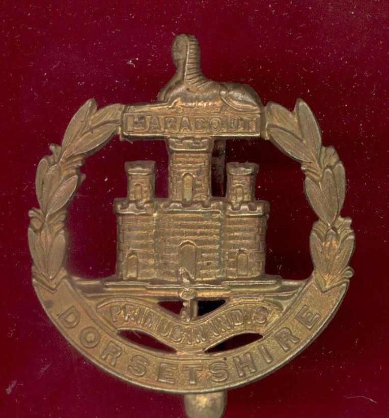 The Dorsetshire Regiment WW1 brass economy cap badge