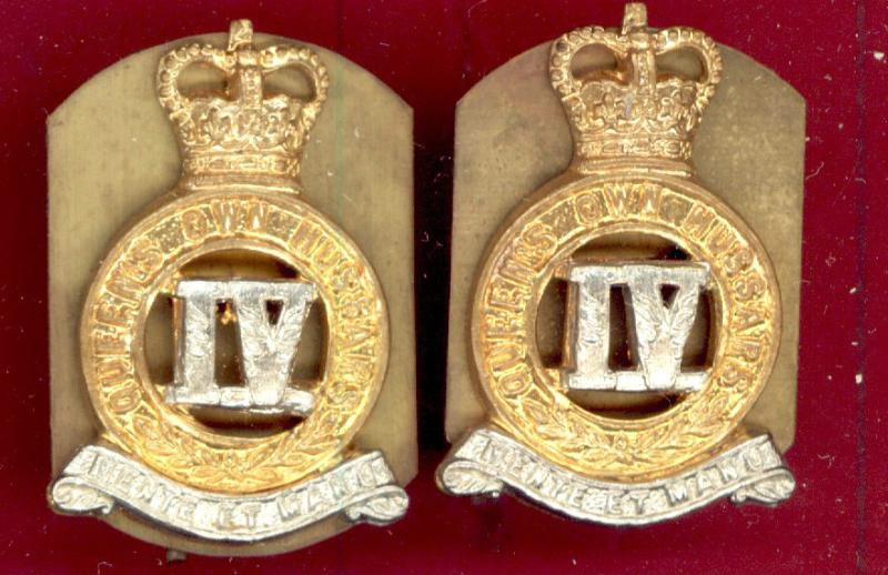 4th Queen's Own Hussars EIIR collar badges