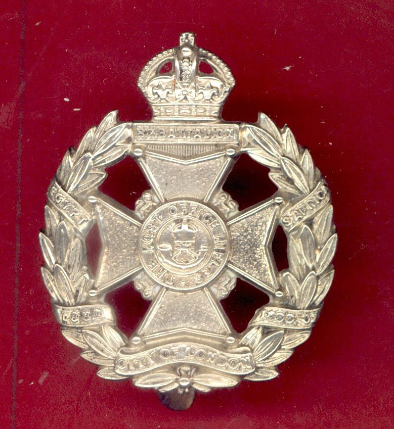 8th Bn.City of London Regt.Post Office Rifles OR's cap badge