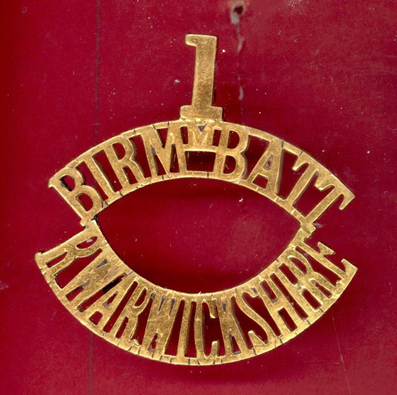 1 / BIRM BATT / R.WARWICKSHIRE WW1 shoulder title