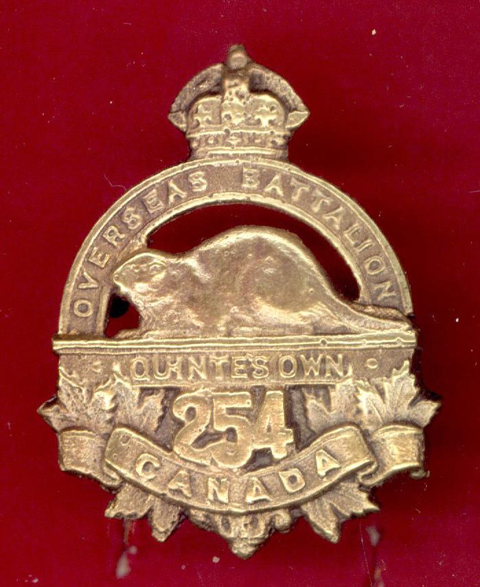 Canadian 254th Battalion Quinte's Own WW1 CEF cap badge