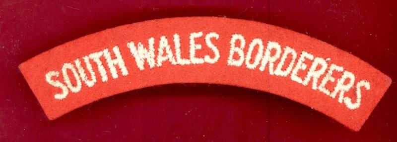 SOUTH WALES BORDERERS Regiment WW2 cloth shoulder title