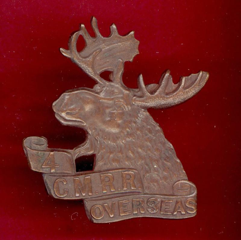 4th Canadian Mounted Rifles Regt WW1 CEF cap badge