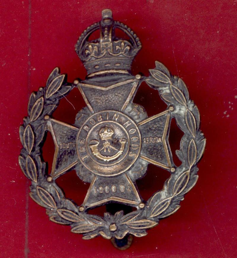 The Robin Hood Rifles WW1 OR's cap badge