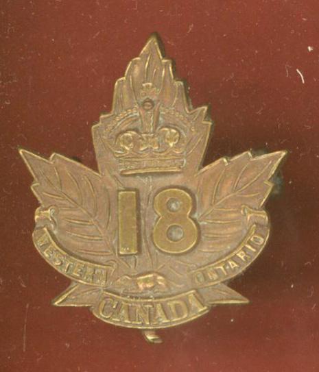 Canadian 18th London Ontario Bn. WW1 CEF cap badge