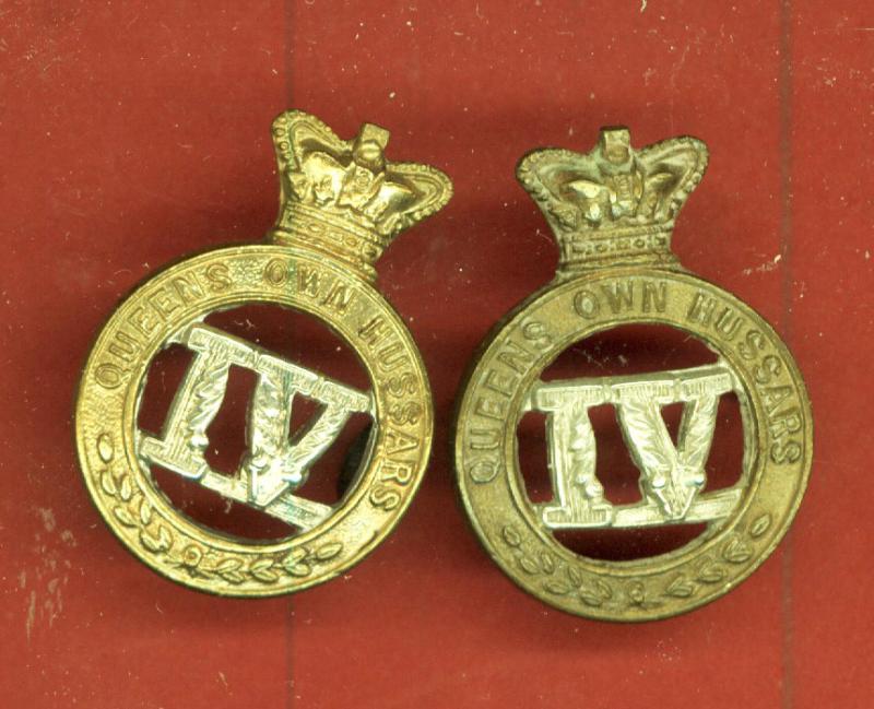 4th Queen's Own Hussars Victorian OR's collar badges