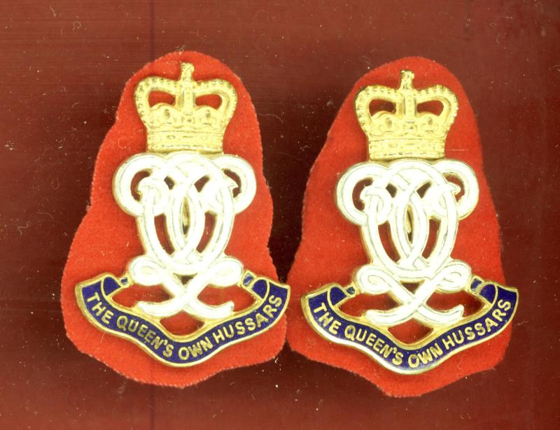 The Queen's Own Hussars Officer's collar badges