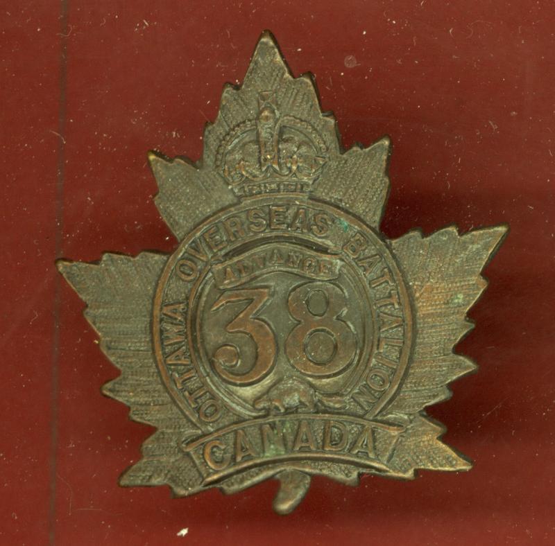 Canadian 38th Ottawa Bn. WW1 CEF cap badge