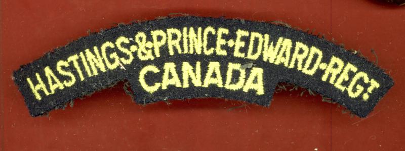 Canadian HASTINGS & PRINCE EDWARD REGT. cloth shoulder title