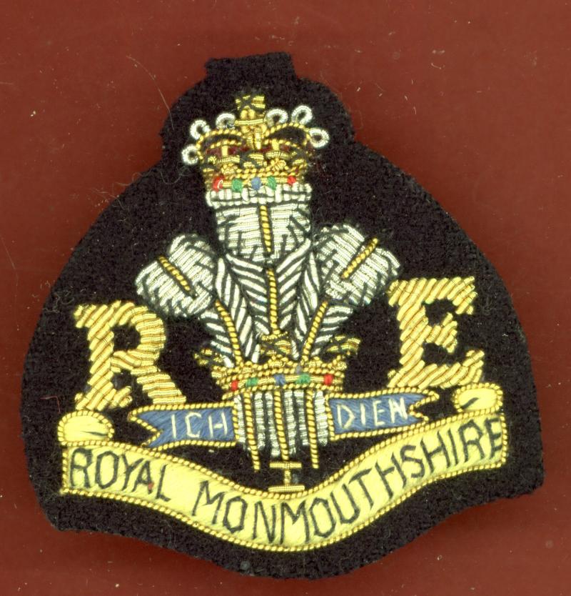 Royal Monmouthshire Royal Engineers Officer's bullion beret badge