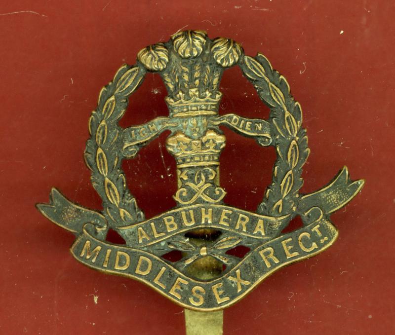 Middlesex Regiment WW1 blackened brass cap badge