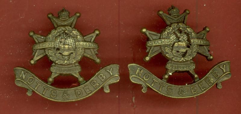 The Sherwood Foresters Notts & Derby Regiment Officers OSD collar badges