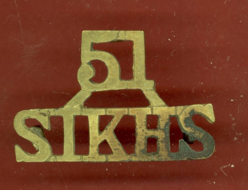 Indian Army 51st Sikh Frontier Force Regt. WW1 shoulder title