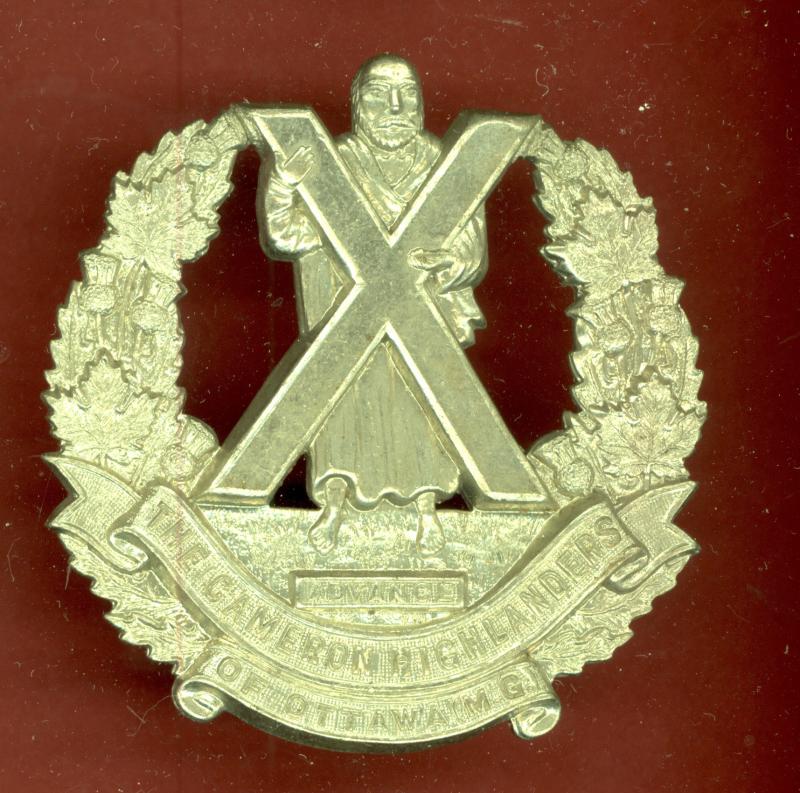 Canadian The Cameron Highlanders of Ottawa (M.G.) glengarry badge