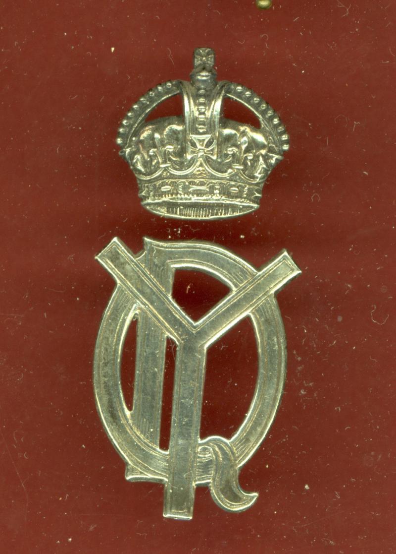 Queen's Own Dorset Yeomanry WW1 Officer's cap badge