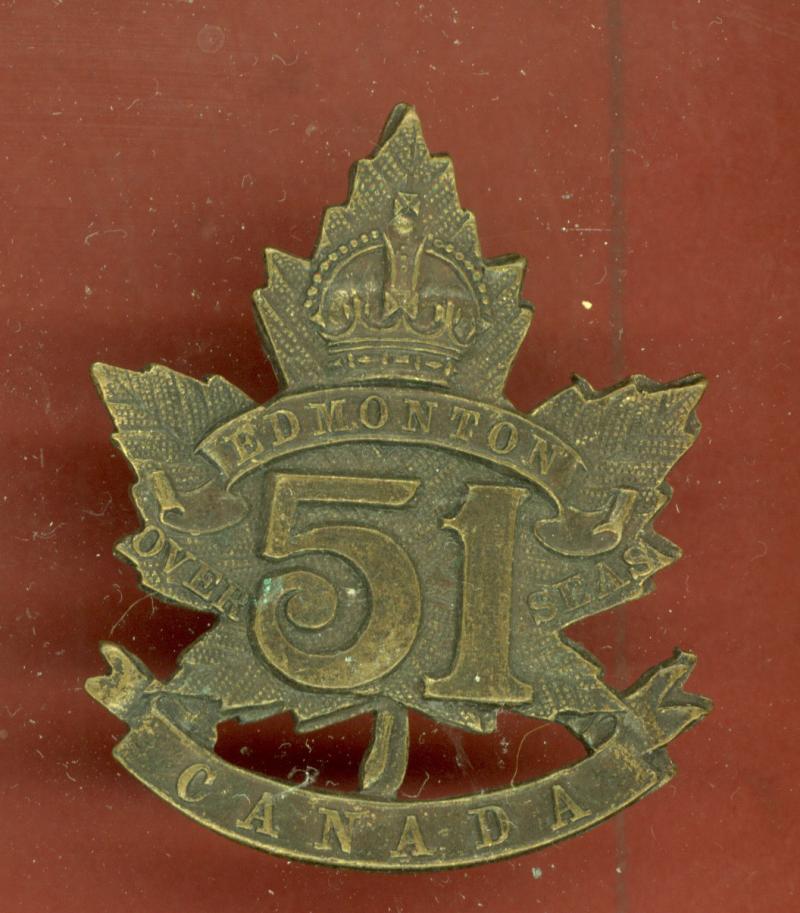 Canadian 51st Edmonton Bn. WW1 CEF cap badge