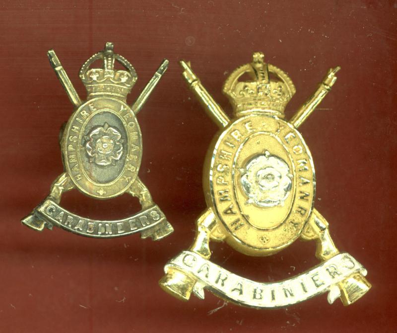 Hampshire Yeomanry Carabiniers Officer's cap & collar badge