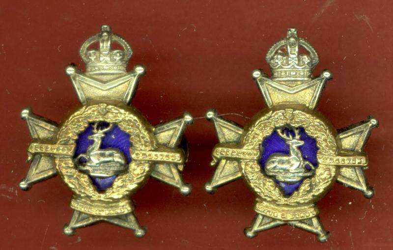 The Sherwood Foresters Derbyshire Regiment Edwardian Officers collar badges