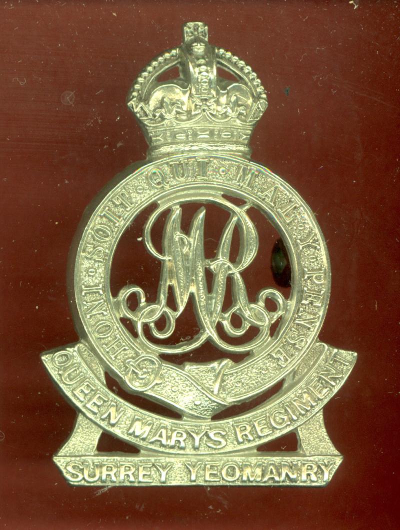 QMR Surrey Yeomanry WW2 OR' cap badge