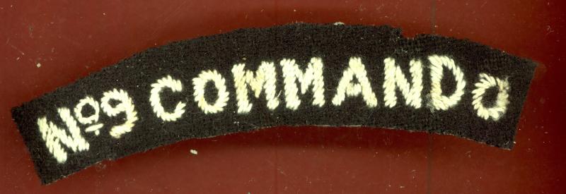 No9 COMMANDO WW2 cloth shoulder title