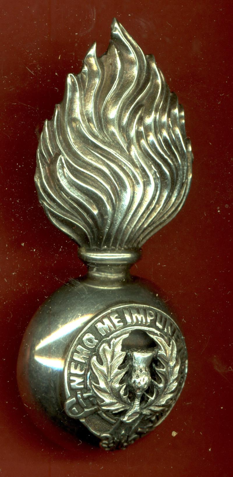 1st VB Royal Scots Fusiliers Officer's fur cap grenade badge