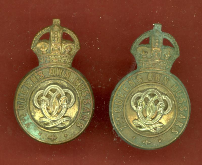 7th Queen's Own Hussars Officer's dress collar badges