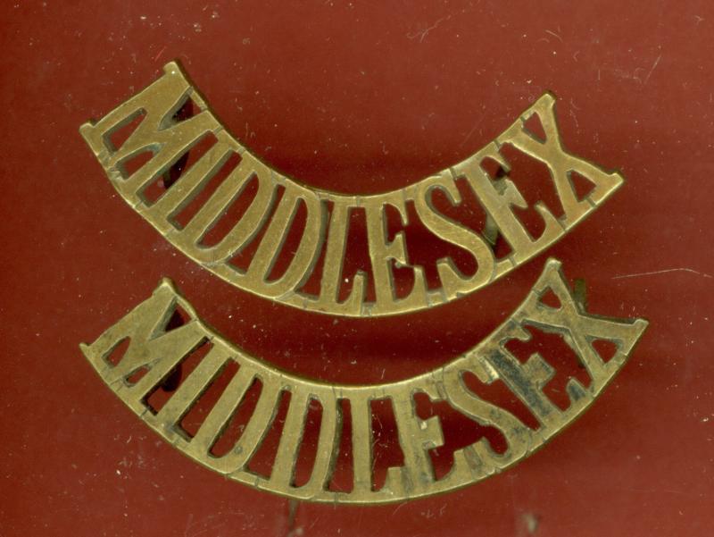 The Middlesex Regiment WW1 brass shoulder titles