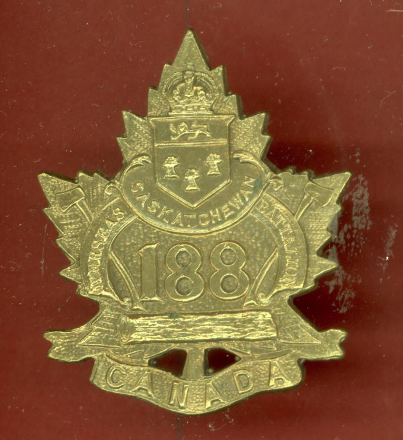 Canadian 188th Prince Albert Saskatchewan Bn. WW1 CEF cap badge