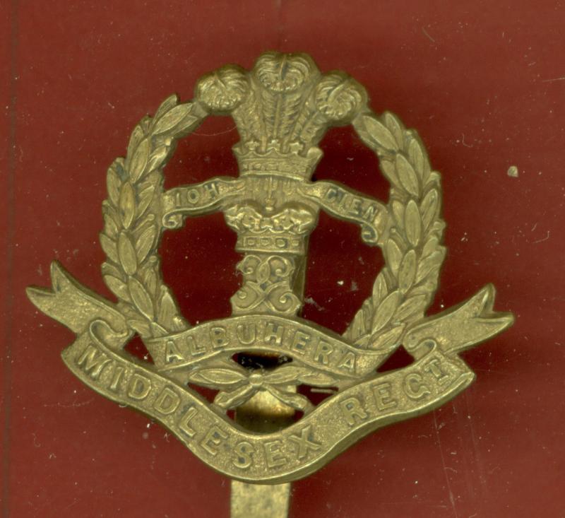 Middlesex Regiment WW1 brass economy cap badge