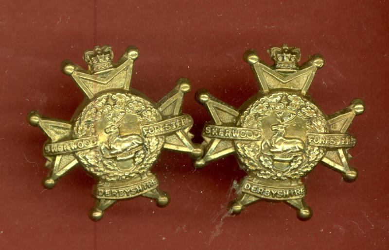 The Sherwood Foresters Derbyshire Regiment Victorian ORs collar badges