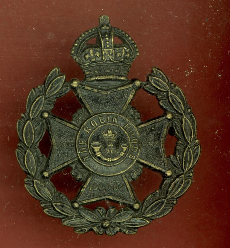 The Robin Hood Rifles WW1 OR's cap badge