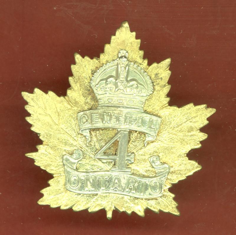 Canadian 4th Central Ontario Bn. WW1 CEF cap badge