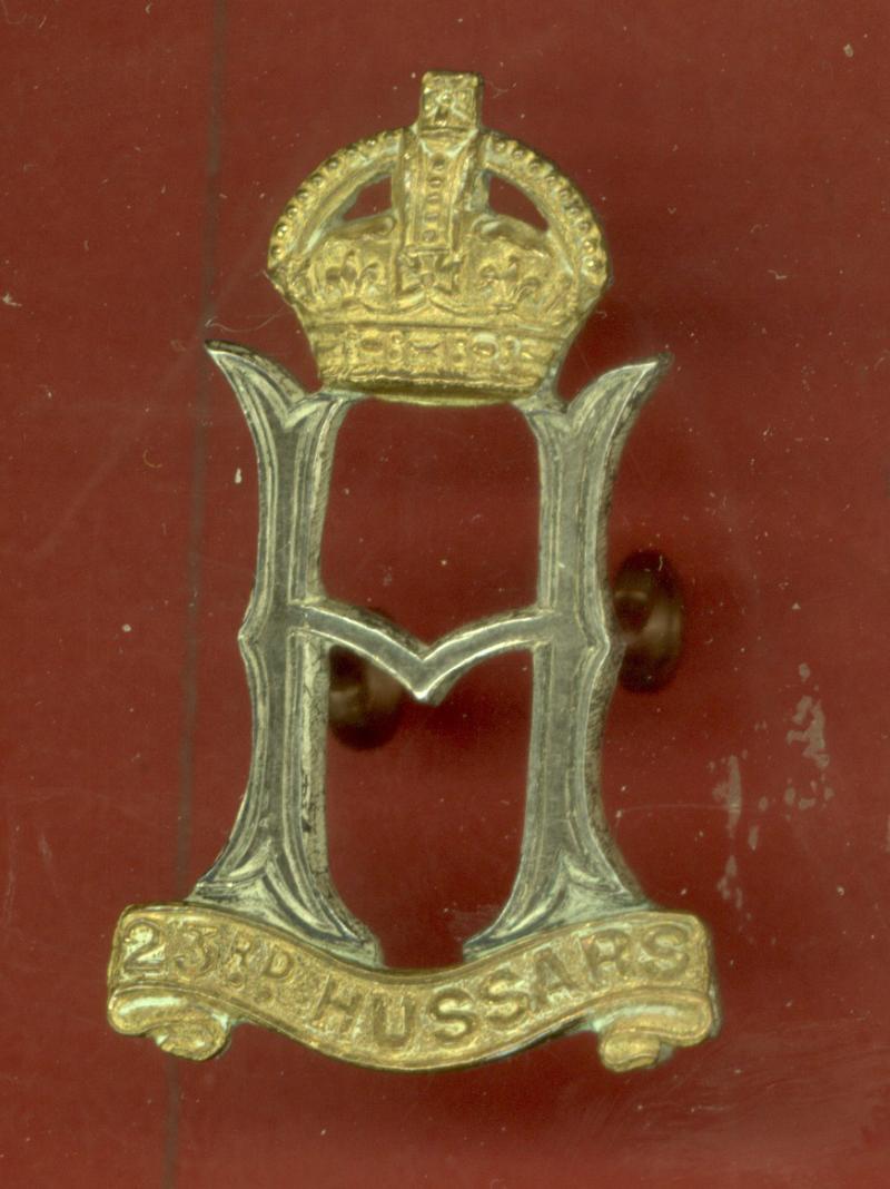 23rd Hussars WW2 Officer's cap badge