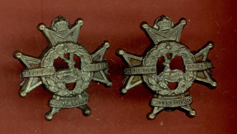 The Sherwood Foresters Notts & Derby Regiment Officers OSD collar badges