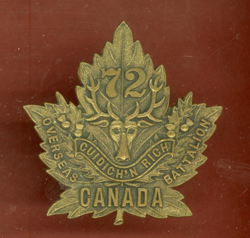 Canadian 72nd Vancouver Bn. WW1 CEF cap badge