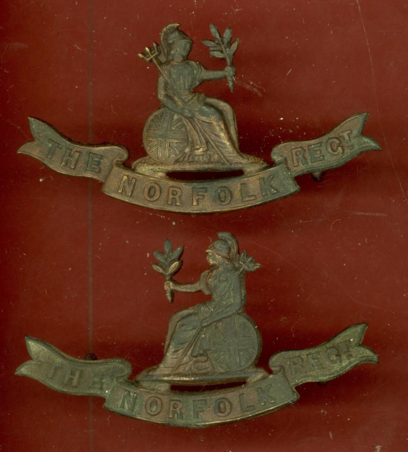 The Norfolk Regiment Edwardian Officer's OSD collar badges