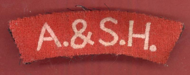 A.&S.H. Argyll & Sutherland Highlanders cloth shoulder title