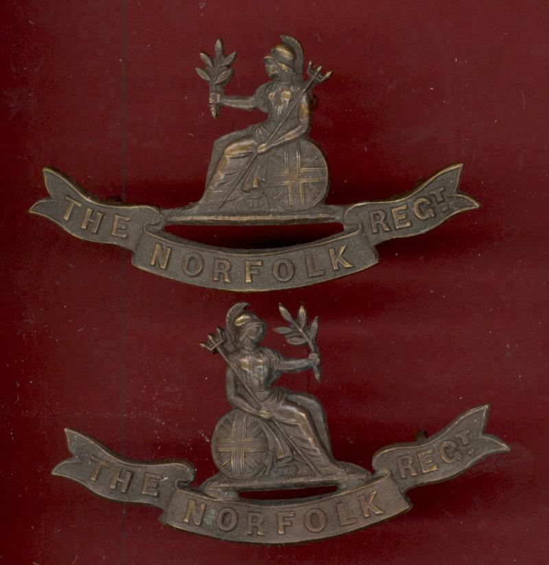 The Norfolk Regiment Edwardian Officer's OSD collar badges