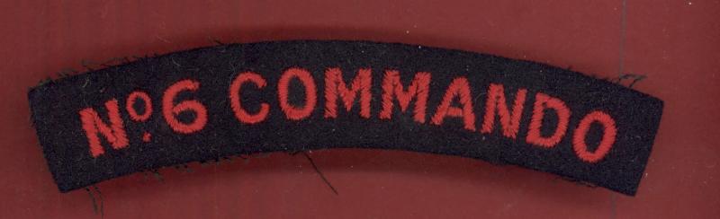 No6 COMMANDO WW2 cloth shoulder title