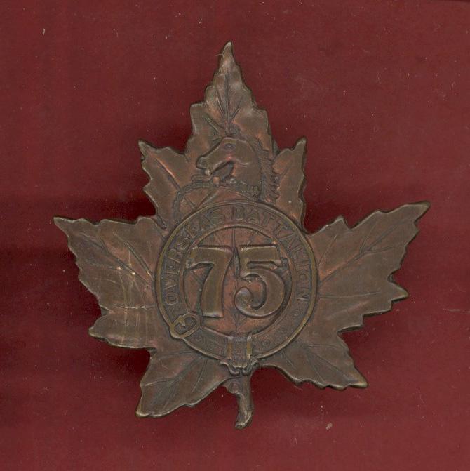 Canadian 75th Toronto Overseas Bn. WW1 CEF cap badge