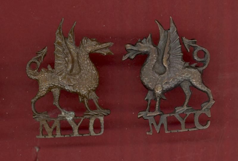 Montgomeryshire Yeomanry Cavalry Officer's Victorian collar badges