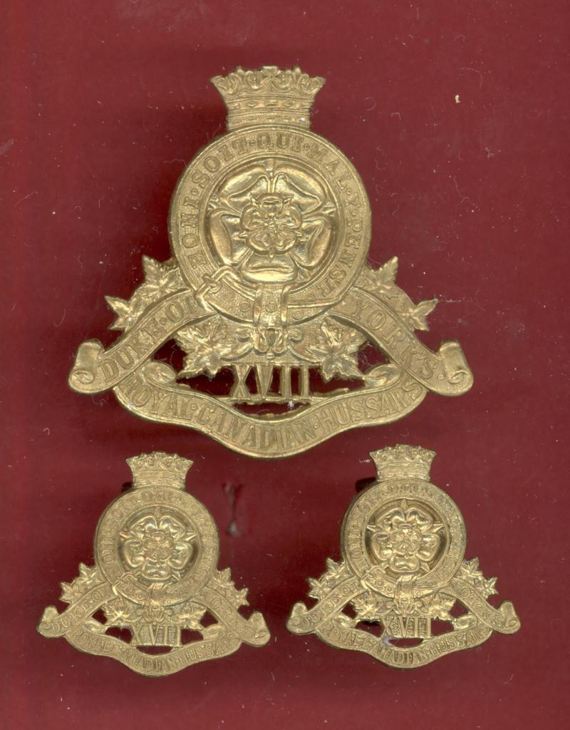 17th Duke of York's Royal Canadian Hussars WW2 OR's cap & collar  badges